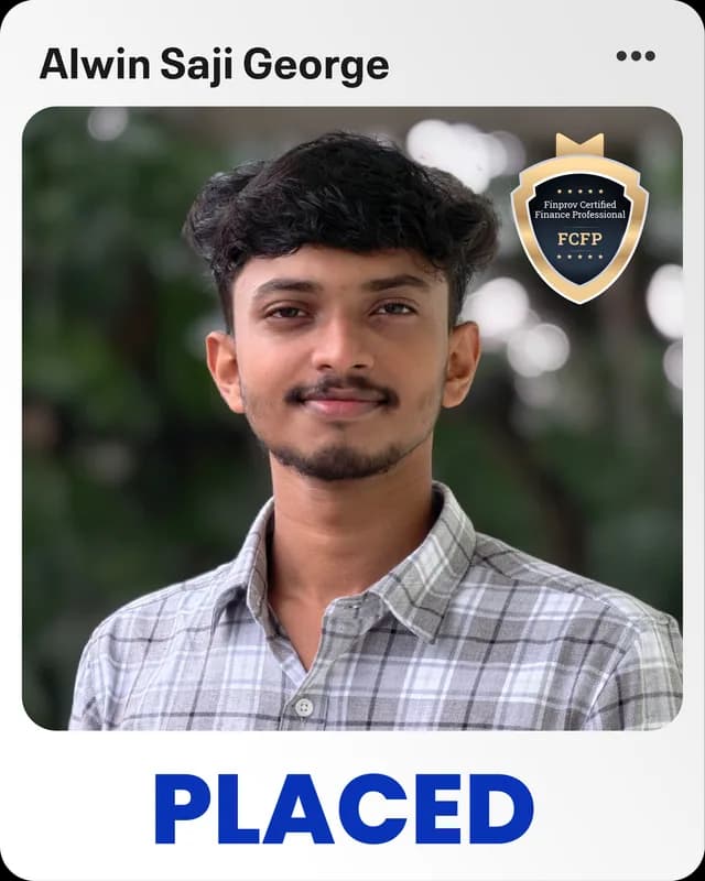 Alwin Saji George, placed Finprov learner