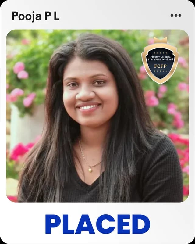 Pooja P L, placed Finprov learner