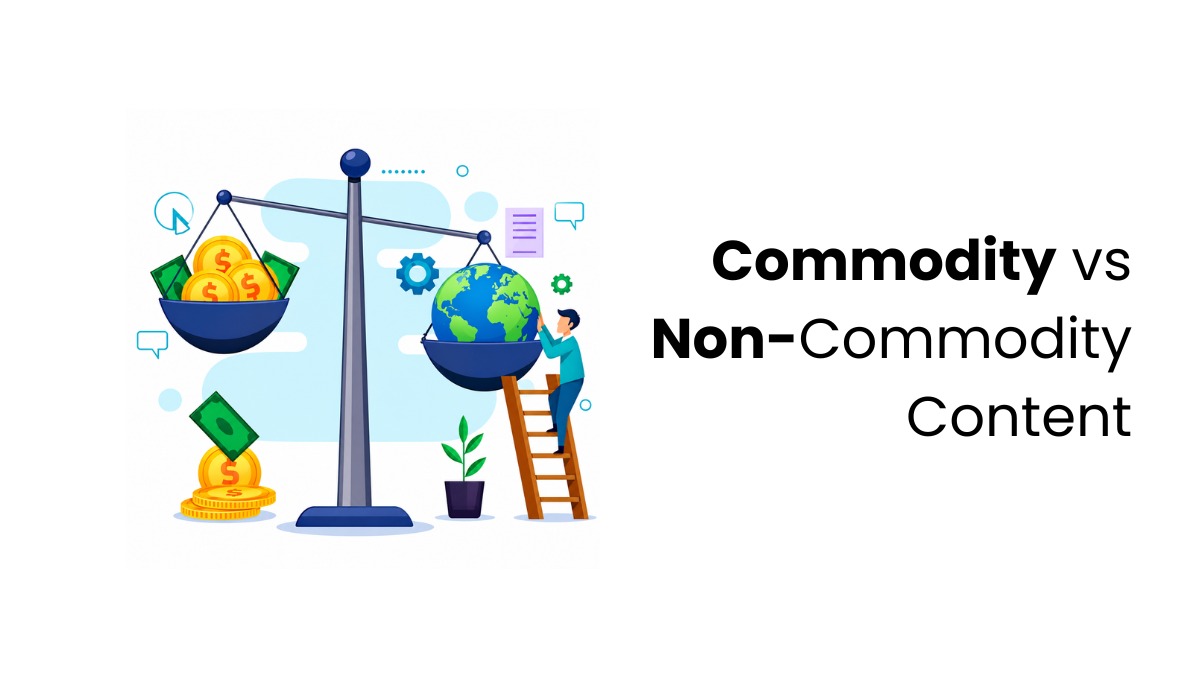 vector image showing Commodity vs. Non-Commodity Content